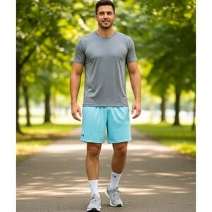 Under Armour Mens UA Tech Shorts Light Blue Athletic Gym Workout Size Large